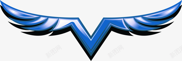 蓝色炫酷图标png免抠素材_88icon https://88icon.com 翅膀 图标 炫酷图案 蓝色元素
