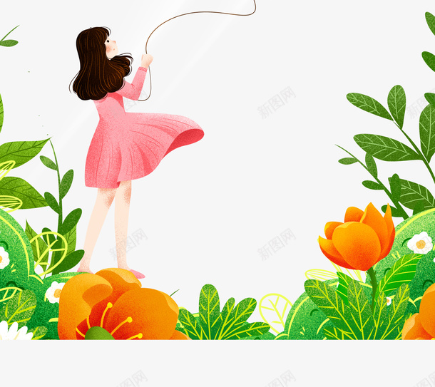 春天约惠春天风筝手绘女孩花朵psd免抠素材_88icon https://88icon.com 巧克力女孩 手绘女孩 春天 约惠春天 花朵 风筝