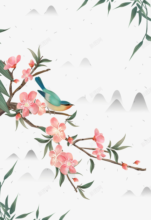 花鸟树枝桃花竹枝元素图psd免抠素材_88icon https://88icon.com 花鸟树枝 桃花 竹枝 元素图 春天