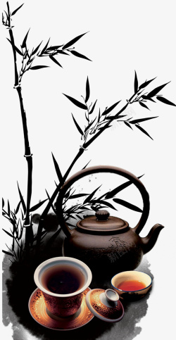 茶道标语茶道茶叶茶杯绿叶高清图片
