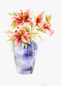 希腊花瓶精美油画风格插画瓶花素材高清图片