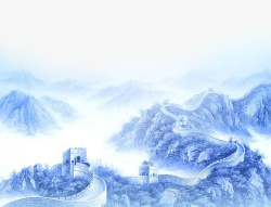 中国万里长城万里长城山水画高清图片
