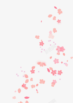 手绘桃花素材樱花花瓣飘落粉色高清图片