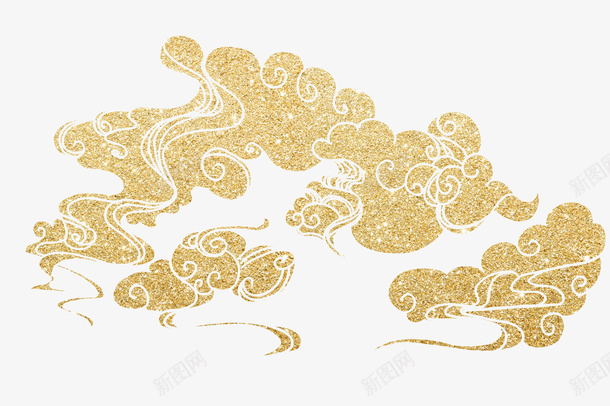 中国风金色祥云金箔纹理装饰元素png免抠素材_88icon https://88icon.com 中国风 国风云 装饰元素 金箔纹理 金色祥云