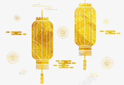 金黄色手绘灯笼素材背景素材