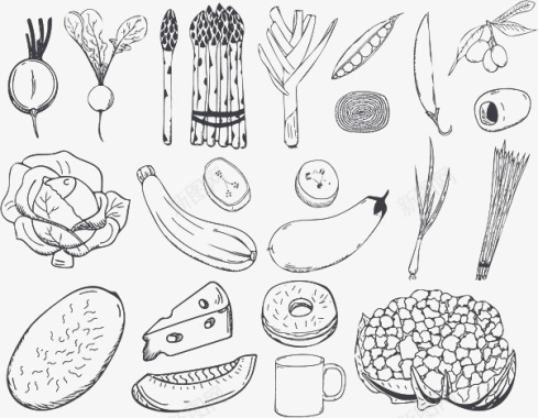 食物和饮料食物矢量图案底纹图标