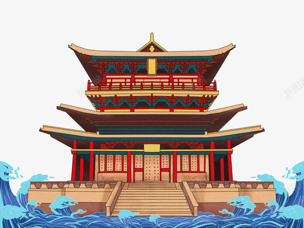 中国风手绘国潮建筑插画png免抠素材_88icon https://88icon.com 中国风 手绘 国潮 建筑插画 png素材