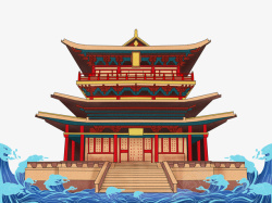 中国风手绘国潮建筑插画素材