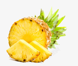 枣叶和花免抠绿色菠萝黄色菠萝高清图片