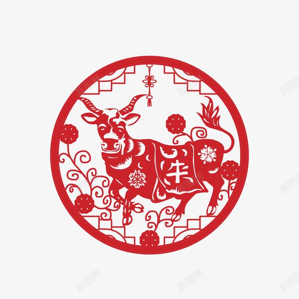 新年剪纸png免抠素材_88icon https://88icon.com 牛年 剪纸 窗花 春节