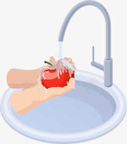 洗水果卡通生活元素洗水果高清图片
