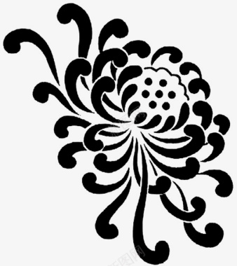 传统图案黑色矢量菊花图标