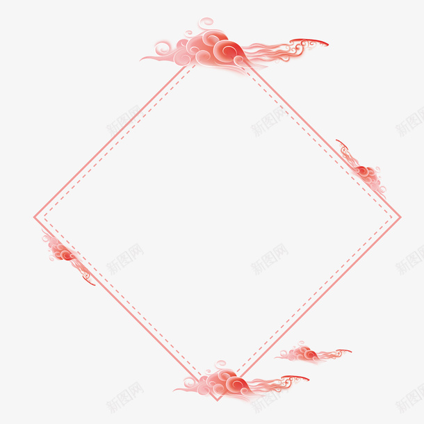 红色祥云悬浮框png免抠素材_88icon https://88icon.com 祥云 悬浮框 素材 背景