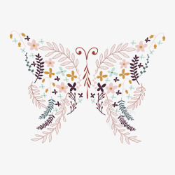 蝴蝶花环花卉梦幻童话森林系水印透明免扣图贴图平面设计花卉素材