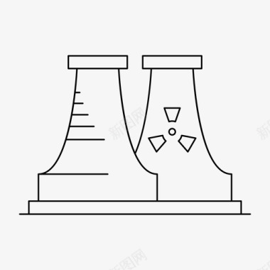 火力电厂发电厂烟囱危险图标