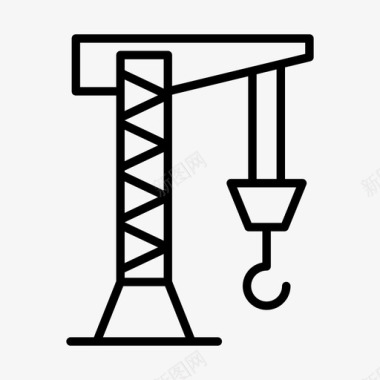 悬挂木牌起重机建造施工图标