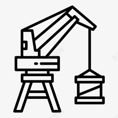矢量港口剪影起重机集装箱工业图标