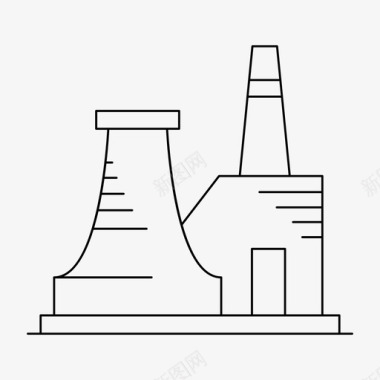 发电发电厂烟囱危险图标