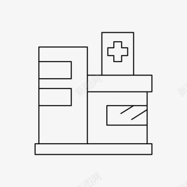 卫生保健和医疗医院大楼诊所图标