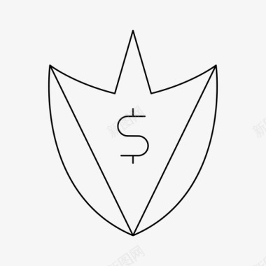 火焰美元图标盾牌徽章防御图标