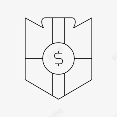 火焰美元图标盾徽章美元图标