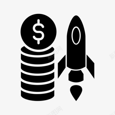电子商务金钱火箭商业发射图标