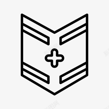 线描边线盾徽章防御图标