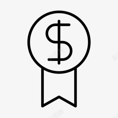 火焰美元图标奖品美元丝带图标