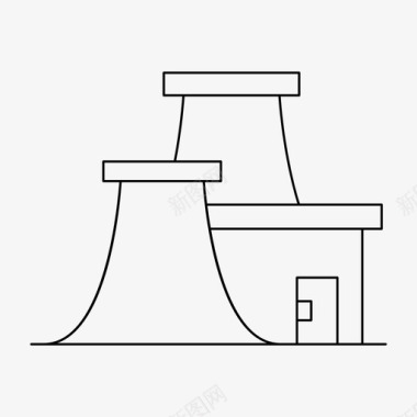 火力电厂发电厂烟囱危险图标