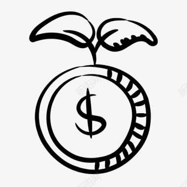 火焰美元图标金融增长业务发展投资图标