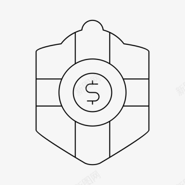 火焰美元图标盾徽章美元图标