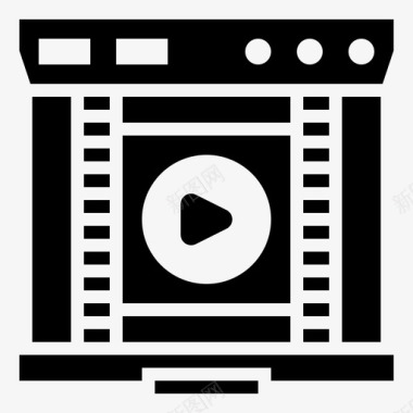 播放电影图标显示器娱乐电影图标