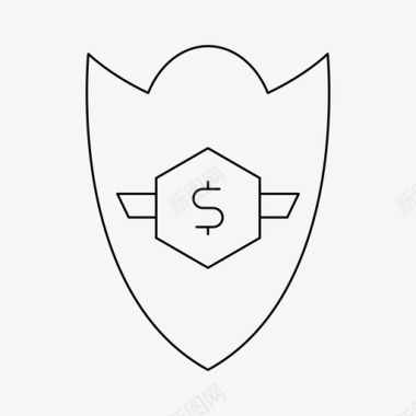 火焰美元图标盾徽章美元图标