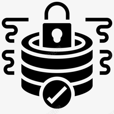 24小时服务数据库保护锁安全图标