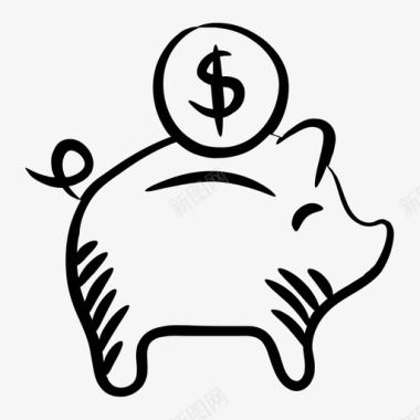 小猪小猪银行现金箱钱储蓄图标