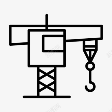 悬挂木牌起重机建造施工图标