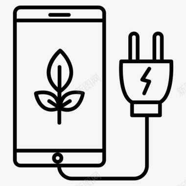 绿色能源图标绿色智能手机充电电力图标