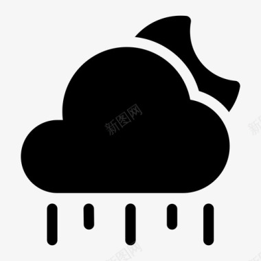雨雪天气月亮雨雪图标