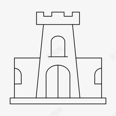 卡斯特堡垒城堡堡垒中世纪图标