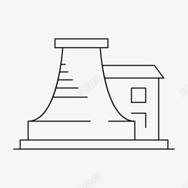 火力电厂发电厂烟囱危险图标