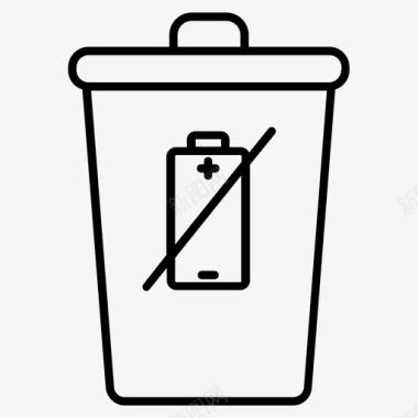 绿色PNG垃圾箱电池处理图标
