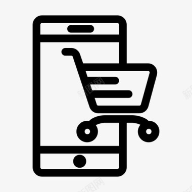 手机爱到图标网上购物购物车智能手机图标