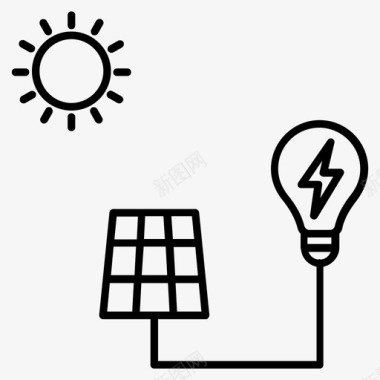 绿色太阳能电池板灯泡电力图标