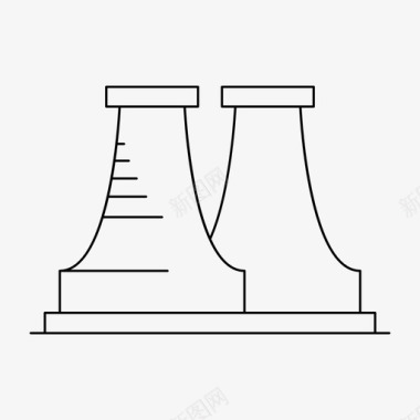 火力电厂发电厂烟囱危险图标