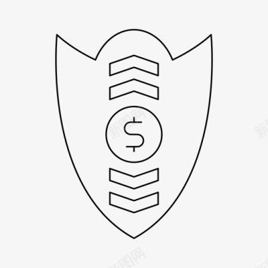 火焰美元图标盾牌徽章防御图标