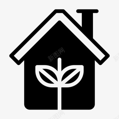 黑色房子生态家园生态绿色图标