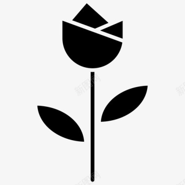 玫瑰图一朵玫瑰花朵春天图标