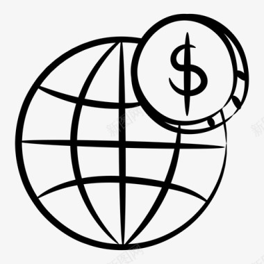 全球货币电子商务全球金融图标