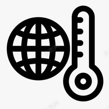 简单水墨全球变暖气候温度图标