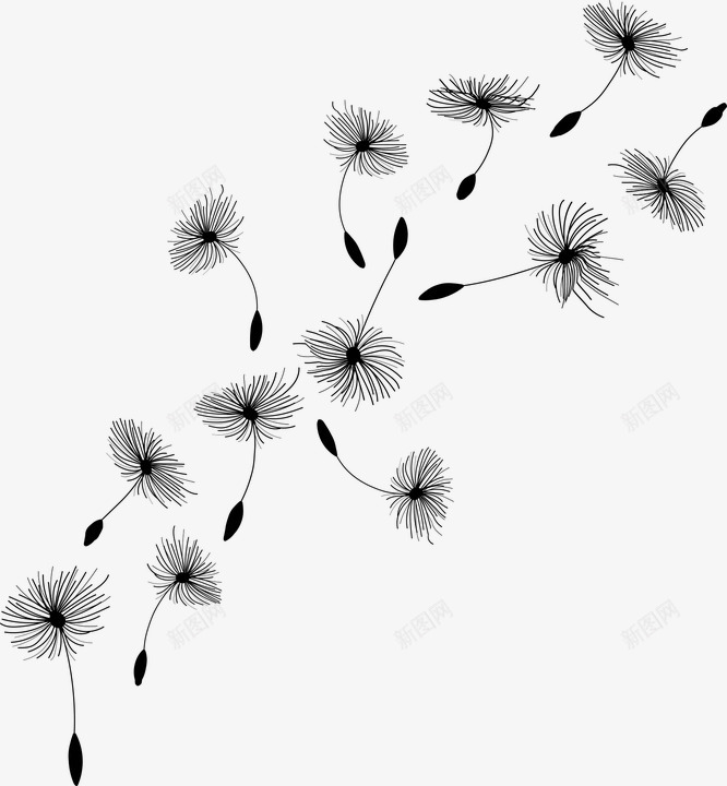 Flying Dandelions Dandelion Seeds Wind Flower服装图案png免抠素材_88icon https://88icon.com 服装 图案